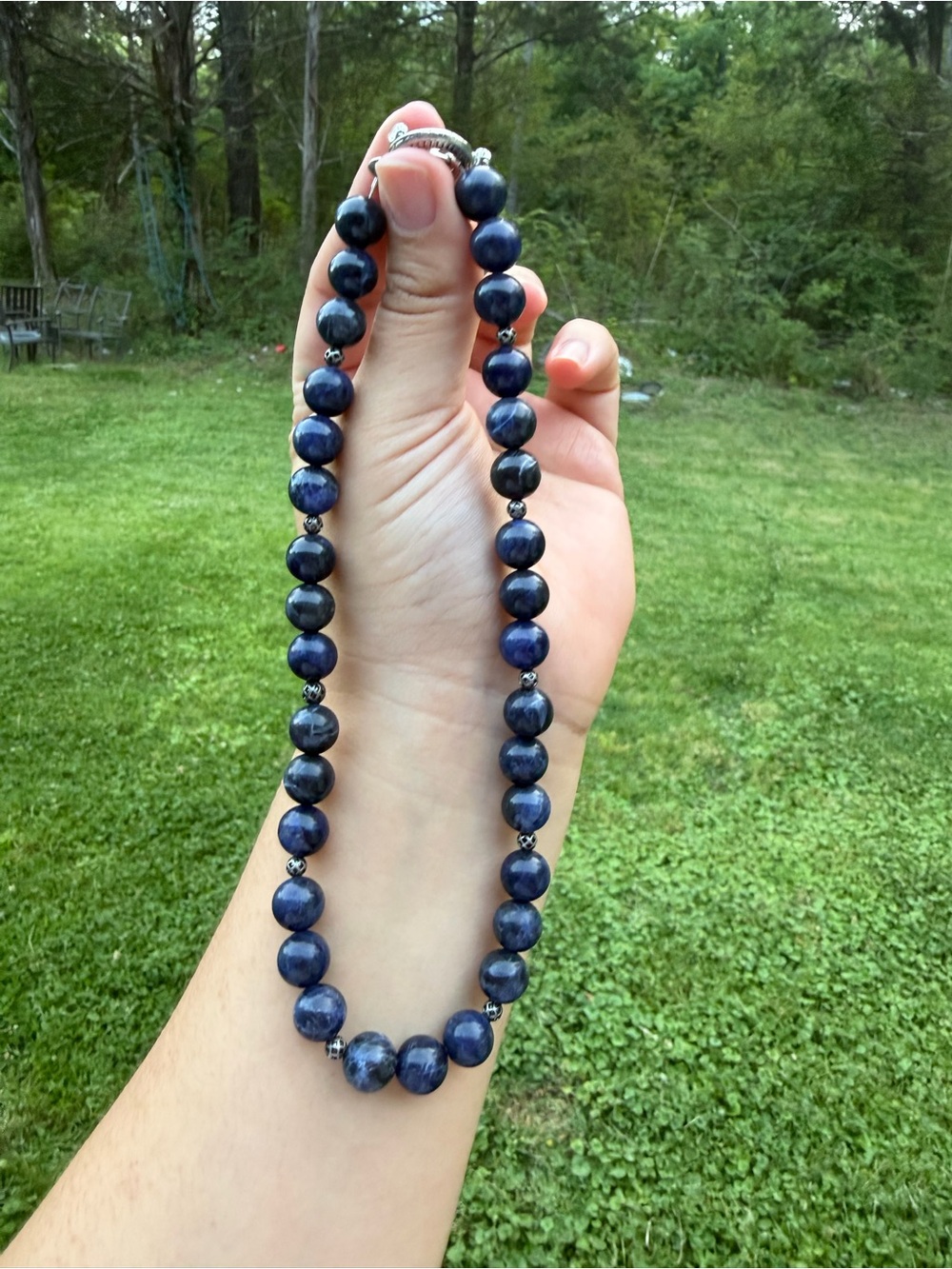 Vintage Deep Blue Beaded Necklace